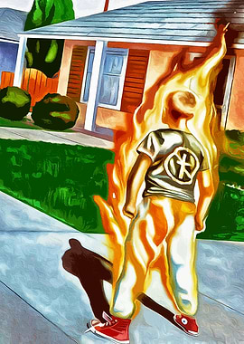 Burning Man on Sidewalk