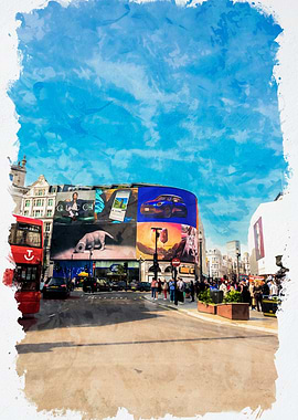London Street Scene with Billboards