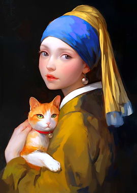 Girl with a Pearl Earring and Cat
