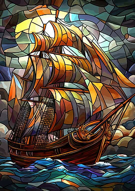 Stained Glass Ship