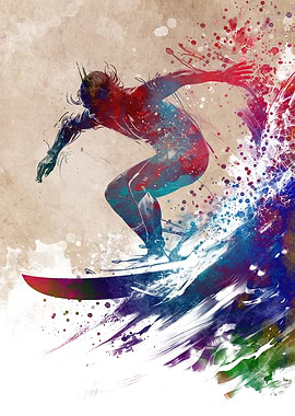 Surfer Watercolor Art
