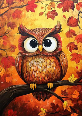 Autumn Owl Painting