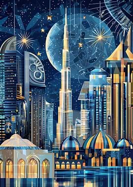 Dubai Skyline Night