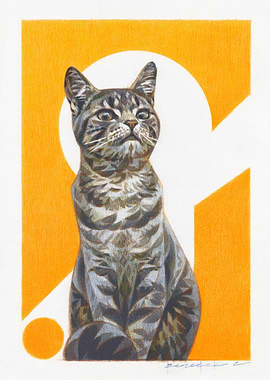 Cat Portrait with Geometric Shapes