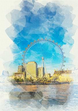 London Eye Watercolor