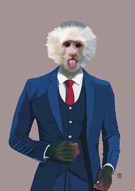 Capuchin in a suit