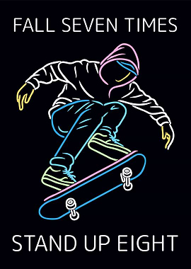 Skateboarder Neon Art