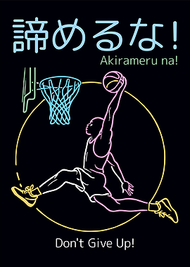 Basketball Dunk neon Poster