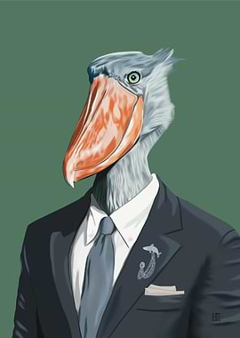 Shoebill in a suit