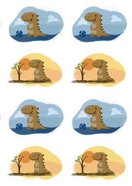 Dino Pattern Orange n Blue