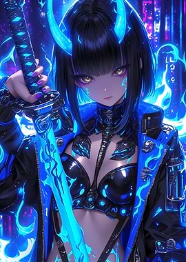 Cyberpunk Anime Girl with
