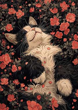 Cute Cat Rolling Sakura