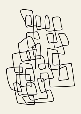 Minimalist Abstract Line Art | Geometric Black Outline Design