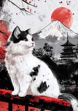 Japanese Cat Fuji Mountain