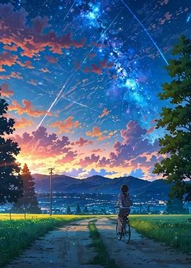 Anime Night Sky Bike Ride