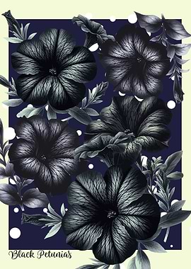 Black Petunia Floral Print