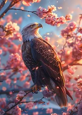 Eagle in Cherry Blossoms