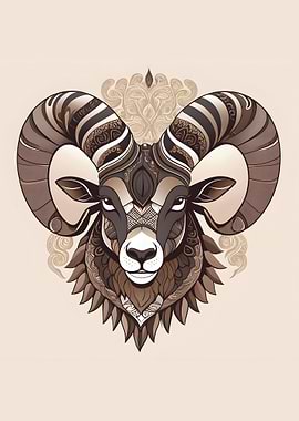 Ornate Ram Illustration