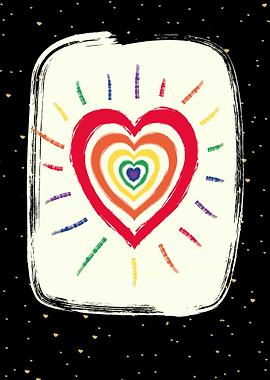 Rainbow LGBTQ Pride Flag Colors Heart Art