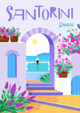 Santorini Greece Illustration