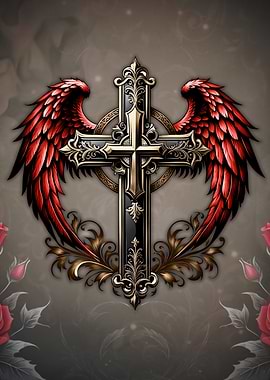 Ornate Cross with Wings