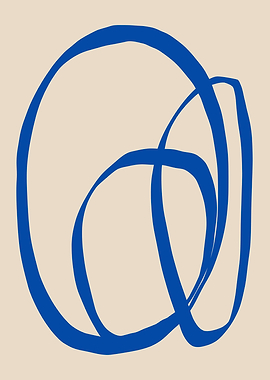 Minimalist Blue Line Art Abstract Geometric Curves on Neutral Background