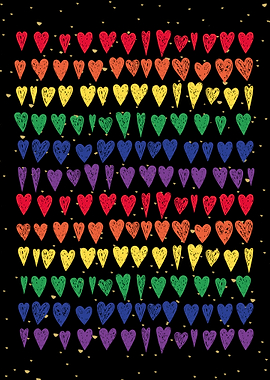 LGBT Doodle Hearts Pride Flag Rainbow Colors