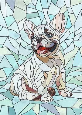 Cute French Bulldog Puppy - pastel mosaic