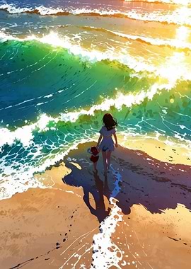 Mother and Daughter by the Sea