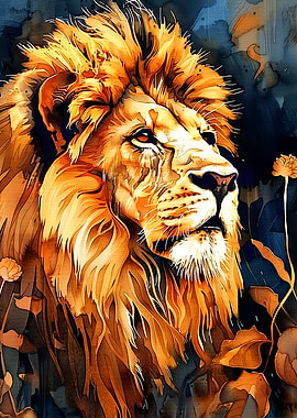 Majestic Lion Watercolor