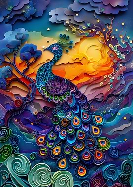 Abstract Colorful Peacock