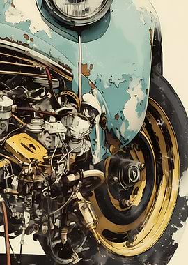 Vintage Car Engine Detail