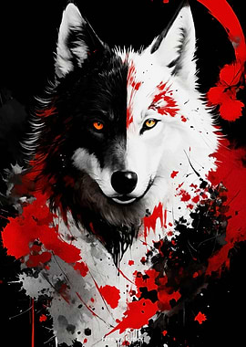 Wolf in Red and Black
