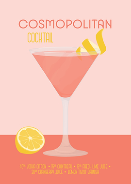 Cosmopolitan Cocktail Poster