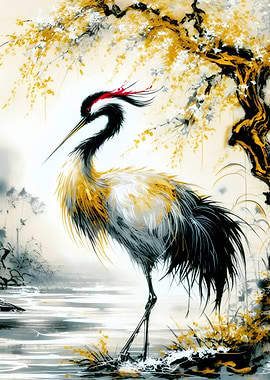 Crane in Watercolors