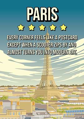 Funny Paris Review Cityscape Poster