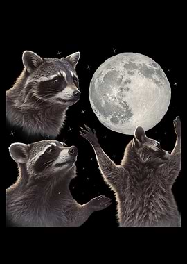 Raccoons Reaching for the Moon