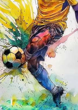 Soccer Player Watercolor Art