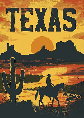 Retro Texas Travel Poster