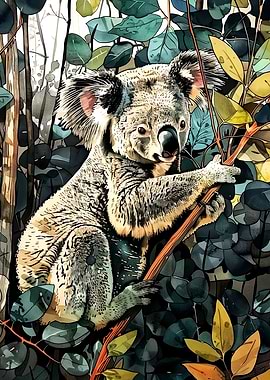 Koala in Eucalyptus Tree