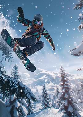 Snowboarder in Flight
