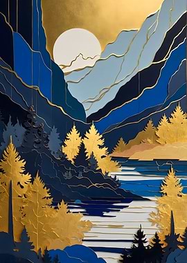 Golden Mountain Landscape