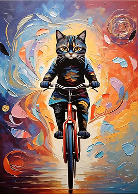Abstract Cat on a Bike