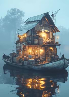 Floating House in Fog