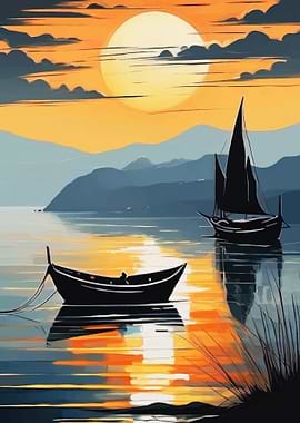 Sunset Sailboats