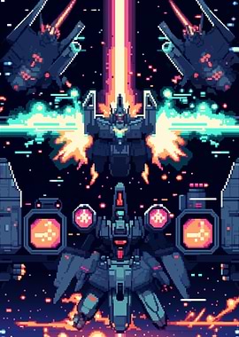 Pixel Art Space Battle