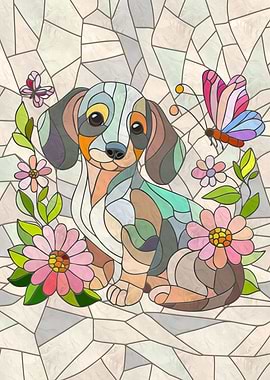 Dachshund dog - Doxie - mosaic art