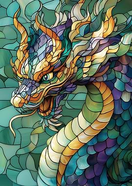 Majestic Stained Glass Dragon