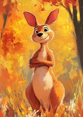 Smiling Kangaroo in Autumn