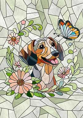 Dachshund dog - Doxie - mosaic art